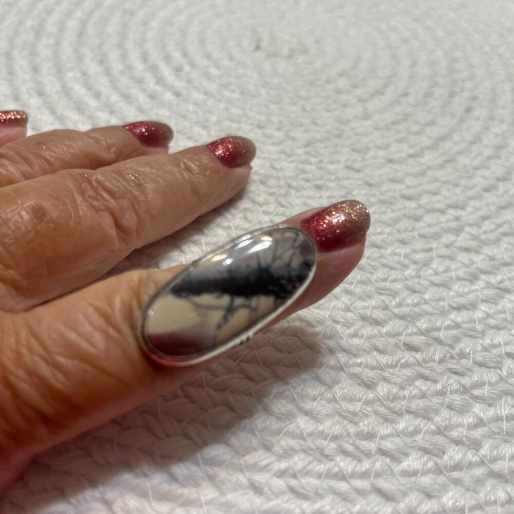Natural PORCELAIN JASPER Handmade Sterling 925 Ring Size 7 #482D